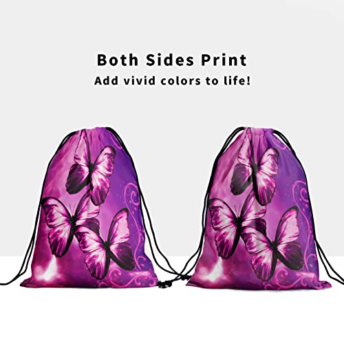 Nerxy Purple Red Butterfly Grip Bag - Pink Butterflies with Cloud Gymnastics Grips Bag Abstract Butterfly Animal Drawstring Storage Pouch3