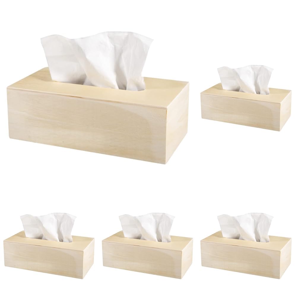 Rayher 62401000 Holz Hülle f.Kosmetiktücher FSCMixCredit, 23x11,5x7,5cm (Packung mit 5)
