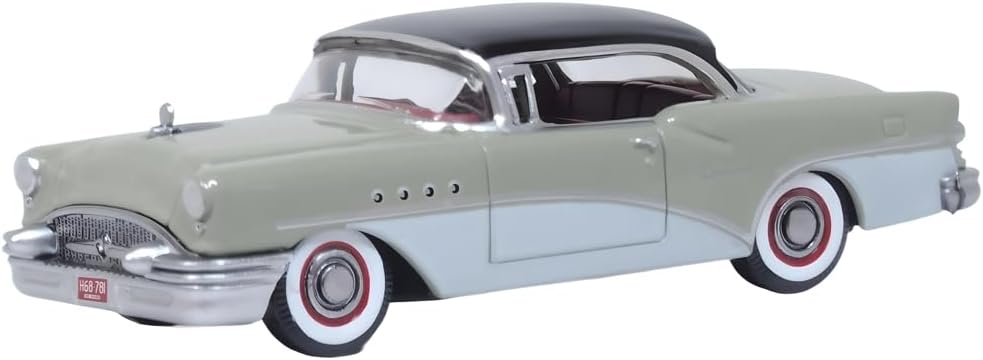 Oxford Diecast 1955 Century Windsor Gray and Dover White with Carlsbad Black Top 1/87 (HO) Scale Diecast Model Car 87BC55007