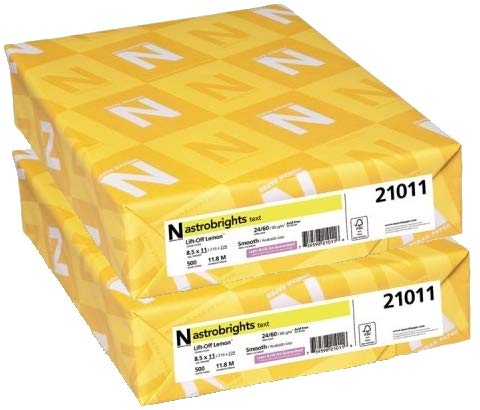 Neenah Astrobrights Color Paper, 8.5" x 11", 24 lb/89 gsm, Lift-Off Lemon, Sold as 2 Reams, 21011
