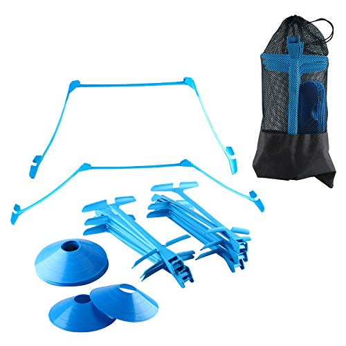HYDDNice Adjustable Hurdles and Cone Set with 6 Agility Hurdles 6", 9" and 12" Height Adjustable,12 Speed Cones & Portable Carry Bag for Soccer Sports Plyometric Speed Strength Training