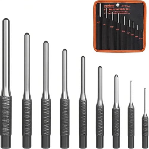 9 Pieces Roll Pin Punch Set HORUSDY Removing Repair Tool with Holder for Automotive Watch Repair Jewelry and Craft