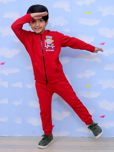 Image of The Mom Store Kids Sweatshirt With Joggers Set| Cotton With French Terry | Cute Prints | Warm | For Boys & Girls | Trendy Winter Sets For Kids | Hoodie And Sweatpant Set