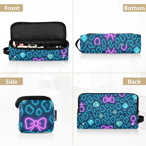 Estuche de viaje 2 en 1 para rizador con alfombrilla para plancha, organizador portátil para herramientas de peinado, bolsa de viaje estampado leopardo neón para planchas, rizadores y alisadores miniatura 5