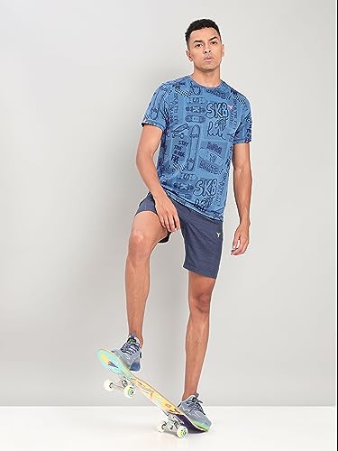 Image of TECHNOSPORT Men Polyester Regular Fit Half Sleeve Jacquard T-Shirt with Double Cool, Quick Dry & Anti Microbial for Sports, Running & Casual Use