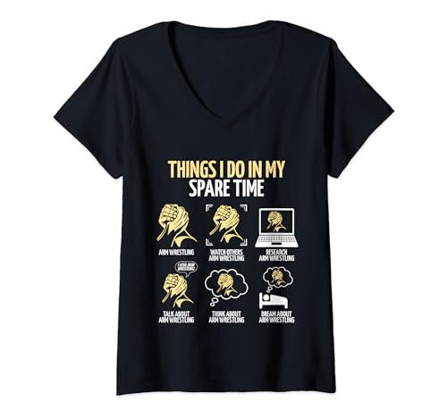 Donna Braccio Wrestling Wrestlers Armwrestling Sport Divertente Wrestler Maglietta con Collo a V
