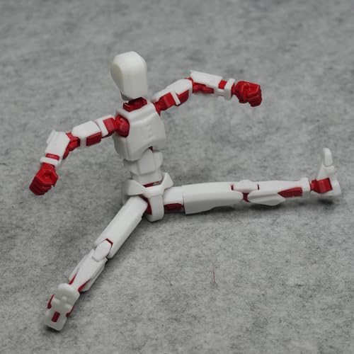 Image of Dummy 13 Action Figure Robot | Fully Articulated 3D Printed Robot Toy | 5.4-inch Collectible Figurine | Matte Finish| Unassembeled (White-Red)