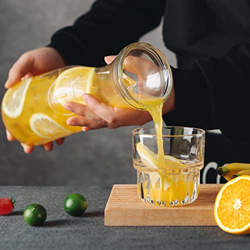 Glass Carafe, Goldarea 35 Oz Water Carafe With 8 Lids, 1 Liter Glass Pitcher, Ideal For Iced Tea, Lemonade, Beverage Jugs - 8 (4Black Cover, 4White Cover)) #TOP4