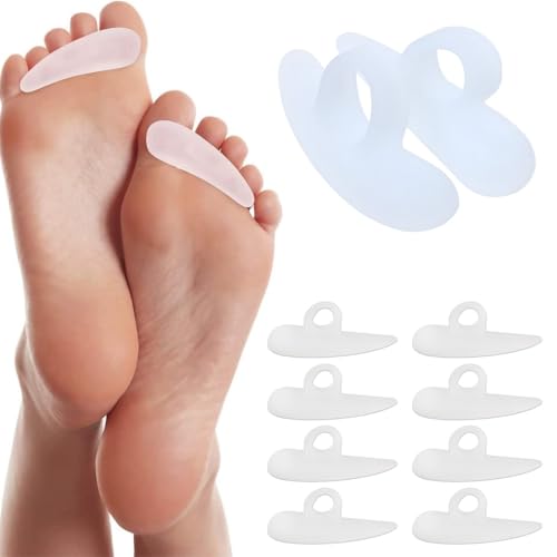 XENQITO 4 pares de almohadillas para dedos en martillo, silicona Dedo martillo corrector, separador de dedos de silicona, Correctores de Dedos del Pie, para reducir el dolor y la fricción