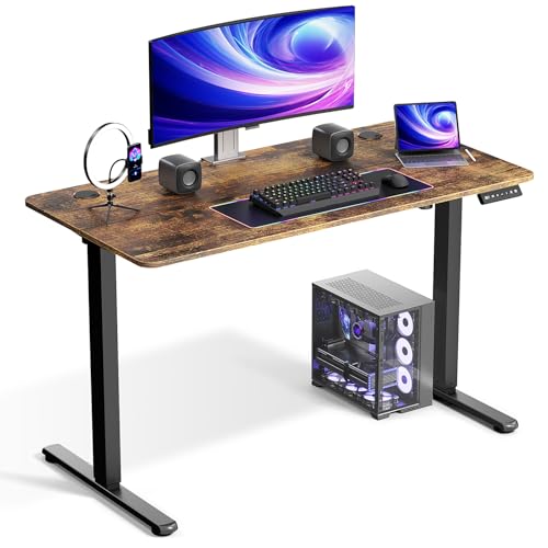 VVENACE Electric Standing Desk Adjustable Height 48 x 24 Inch, Sit Stand Desk, Stand up Desk for Home Office, Computer Workstation (Spliced Desktop,Brown)