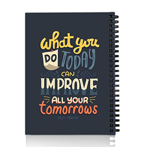 Image of DI-KRAFT Handcrafted Hard Cover Unruled Paper Wiro Bound Printed Journal Diary Notebooks for Girls and Boys Spiral Wire Binding Memo Notepads (160 Pages, A5)