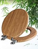 Toilet Seat with Lid Quick Release Slow Close Stainless Steel Strong Hinges Bamboo Wood