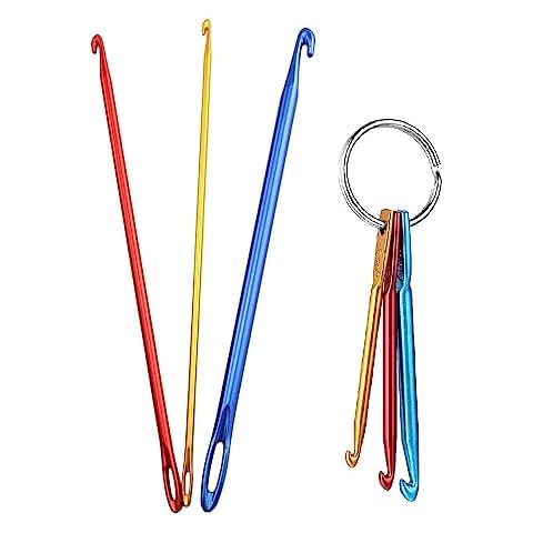 Zuoyou Crochet Hook Kit with Mini Keychain Crochet Hook, Aluminum Tunisian Afghan Crochet Knitting Needle with Eye Cover