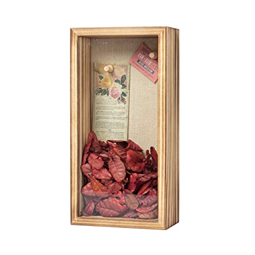 Image of Shadow Box Frame 5x10 Shadow Box Display Case with Linen Back of Awards Memorabilia Flower, Pictures, Keepsakes、Bouquet、Medals and More Photos Memory Box Long Skinny