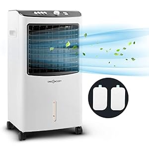 OneConcept MCH-2 V2 – Rafraîchisseur d’air, Humidificateur, Ventilateur, Refroidisseur, 65W, 360m³/h, 3 Vitesses, 4 Roulettes, Minuterie jusqu’à 2h, Filtre poussière, Réservoir 7L – Blanc