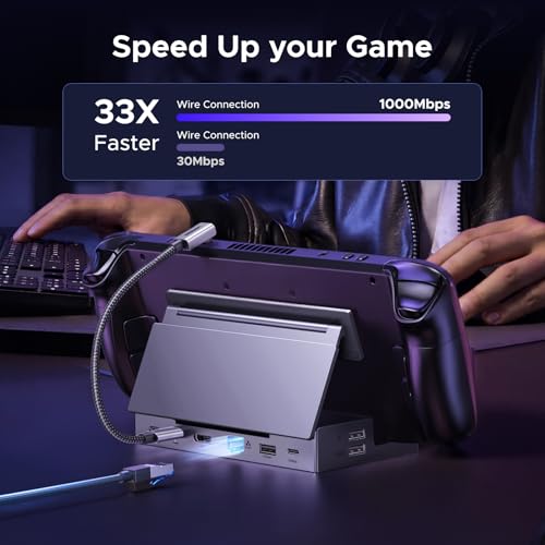 Image of UGREEN Steam Deck Dock 9-in-1 USB C Docking Station with Foldable Stand, 4K@120Hz DP, Gigabit Ethernet, PD 100W, 10Gbps USB A&C 3.2, TF /SD for Steam Deck, Rog Ally, ROG Xbox Ally, Legion Go etc.