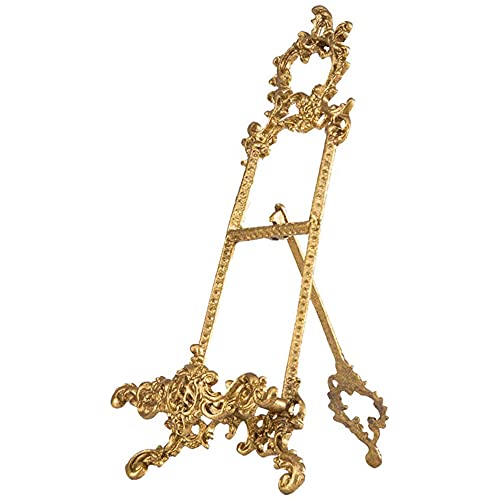 Antique Metal Recipe Book Holder, Vintage Gold Plate Display Photo Stands, Cookbook Stand, Foldable Mini Easel Holder, for Menu, Paintings, Platters, Table, Picture Frames, Plaques