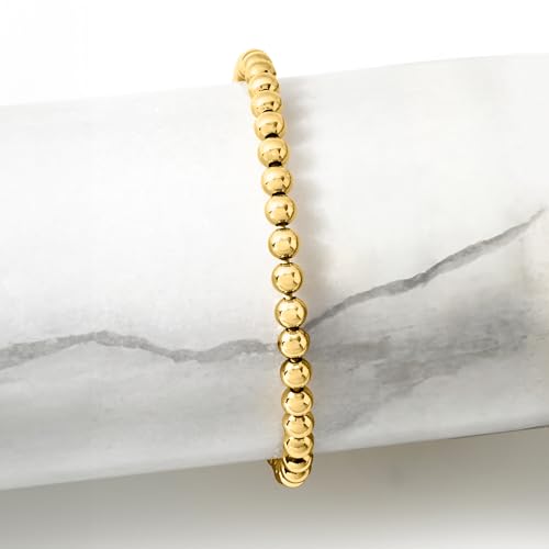 Pure Collection by Ross-Simons Italian 5mm 18kt Gold Vermeil Bead Stretch Bracelet3