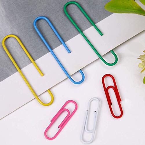 Vinaco Paper Clips Colorful, Medium and Jumbo（1.3 inch & 2 inch） Paper Clips, Durable and Rustproof, Coated Large Paperclips Great for Office School Document Organizing (Multicolor image 5
