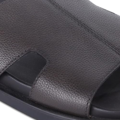 Image of Thomas Crick Men's Dune Genuine Leather Slides | Premium Open Toe Broad-Strap Casual Sandals with Contour TPR Sole, UK Size 6-11
