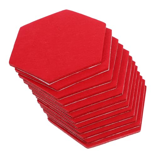 KICHOUSE Tablero de Corcho Hexagonal Autoadhesivo, 12 Azulejos de Fieltro Rojo, Paneles Acústicos para Pared, Ideales para Oficina en Casa y Decoración de Dormitorios
