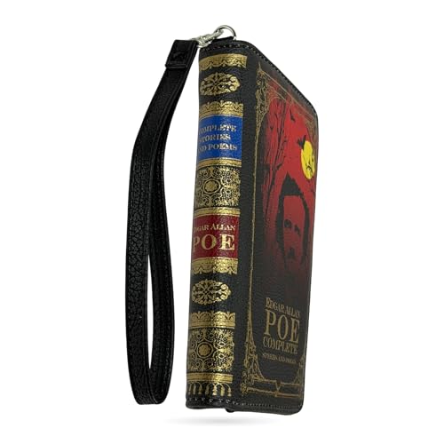Image of Women's Bifold Wallet Edgar Allan Poe Gothic Book Wristlet, Black 7 Inch
