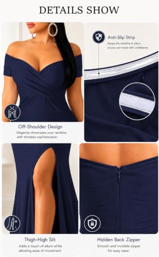 Image of Fooullaide Women Sexy Off Shoulder Elegant V Neck Wrap Formal Evening Gowns