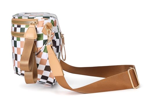 Image of FEIBOON Spacious Checkered Nylon Crossbody Bag Bum Bag Handbags Wallets for Women