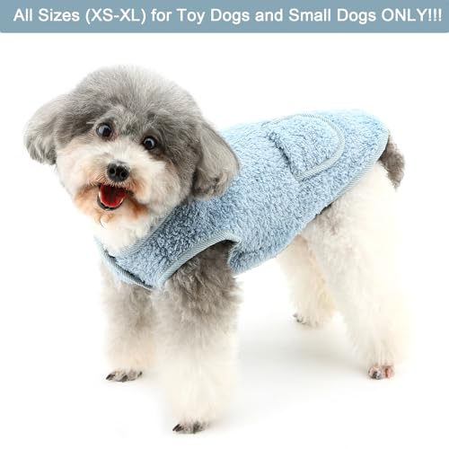 Zunea Hundepullover für Kleine Hunde Fleecepullover Mantel Winter Warm Welpenpullover mit D-Ring Weiche Flauschige Weste Jacken Kaltes Wetter Herbstkleidung Blau XS