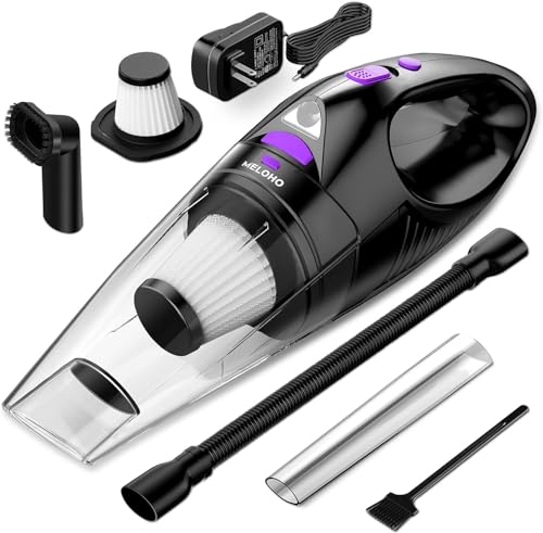MELOHO Car Vacuum Cleaner High Power, Portable Handheld Vacuum Cordless Rechargeable with Fast Charge Tech, Huge Motor & Large-Capacity Battery, Powerful Wireless Hand Held Vacuum for Pets, Car, Home