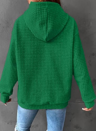 Image of SHEWIN Women Fall Waffle Hoodies Pullover Tops Hooded Sweatshirt
