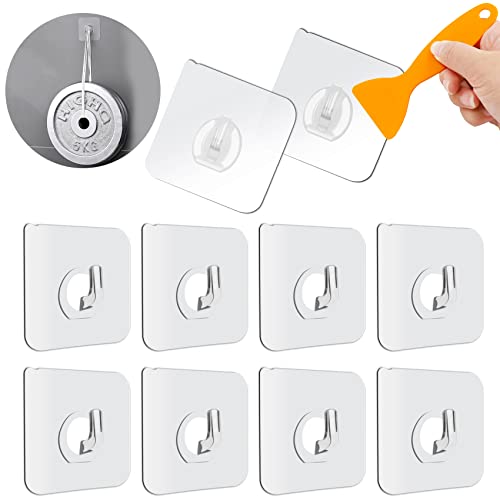 Aohcae 20 Stück Magische Haken, Selbstklebende Klebehaken mit Schaber, Transparente Haken Magische Haken Wiederverwendbar für Küche, Bad, Türwand Cover