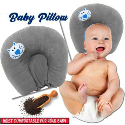 Image of Mustard Pillow for New Born Baby, Ideal for Round Head Shaping Seed Pillow for 0 to 12 Months Babies