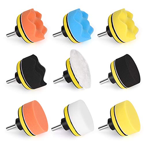 Image of Kshineni Buffing Pads 3 Inch Car Buffer Pad, 22 Pcs Drill Polishing Kit, Polisher Pads Kit Sponge Pads Car Foam Drill for Polishing, Sanding, Waxing, Sealing Glaze