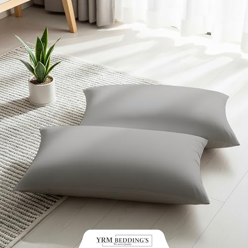 Image of YRM Bedding's - Egyptian Cotton 600TC Pillow Cover | Premium Pillowcases | Luxury Bedding-Export Collection | High Thread Count Durable & Breathable Covers - Silver Grey | [21''x36''] Inches