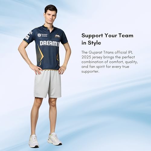 Image of playR Men Gujarat Titans Official Match Edition Jersey IPL 2025 Adult Half Sleeve