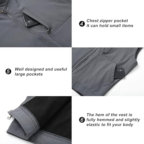 Image of VtuAOL Men's Lightweight Softshell Vest Outdoor Quilted Vest Sleeveless Jacket for Travel Hiking Golf
