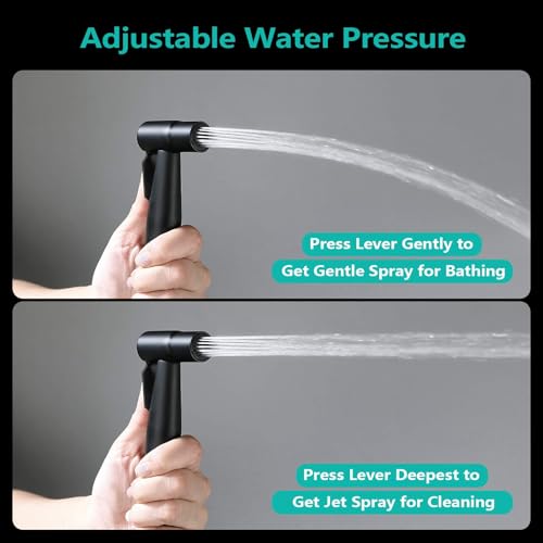 BARROCK Bidet Sprayer for Toilet, Handheld Jet Spray for Existing Toilets with Bidet Hose, Adjustable Water Pressure Muslim Shower, Stainless Steel Cloth Diaper/Feminine Wash Sprayer Matte Black