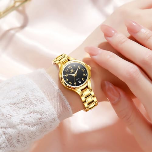 Image of OLEVS Womens Watches Original Analog Quartz Watch Stainless Steel Gold Luxury Dress Classic Easy Read Ladies Calendar Wrist Watches for Women