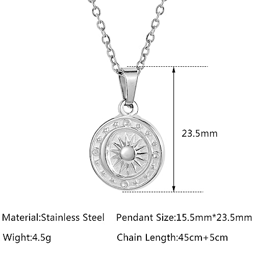 Jude Jewelers Stainless Steel Sun Moon Star Round Shaped Holiday Summer Beach Pendant Necklace2