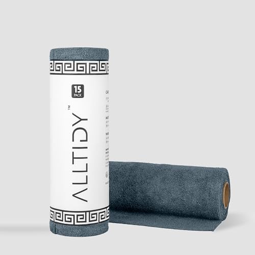 Image of Microfiber Cloth Roll 30x30 cm | Reusable Tear-Away Cleaning Cloth (Cleaning Cloth Reusable) | Lint-Free & Absorbent for Kitchen, Car & Home | (15 Pulls, Grey)