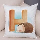 Funda de cojín de Animales de Dibujos Animados Bonitos para habitación de niños, Funda de Almohada con Estampado de Letras en inglés de Color de Agua, Funda de Almohada Corta de Felpa para el hogar