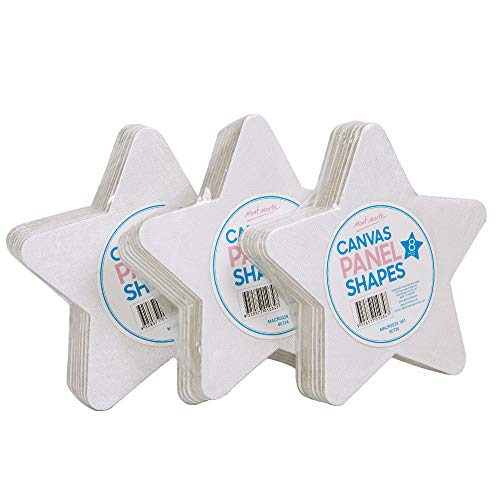 Mont Marte Canvas Panel Star Shape 24 pcs 5×4.8 Inches, Great Choice for Kids Drawing and Home Decor & Exhibition Display