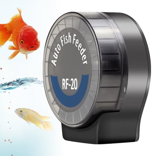 Distributeur Nourriture Poisson Automatique, Distributeur Poisson Nourriture avec Minuterie, 108ml Réglable pour Poudre, Granulés Et Pellets, Fonctionne sur...