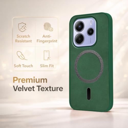 Image of Jkobi Leather Finish Back Cover Case for Redmi Note 14 5G | Redmi Note 14 SE (MagSafe Compatible Wireless Charging | Soft Touch | Camera Bump Protection)