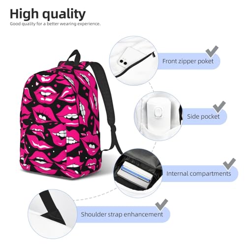 OdDdot Laptop-Rucksack, Tagesrucksack, Motiv: Muscheln, Sanddruck, für Reisen, Camping, Wandern, Büchertasche für Damen und Herren, Lippen, S