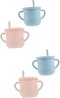 Toyvian 4 Pçs Copo De Palha De Silicone Copos Com Canudinho Com Garrafa De Derramamento De Palha Canudos De Silicone Para Crianças Copo Com Canudinho Garrafas De Bebê Copo De Beber