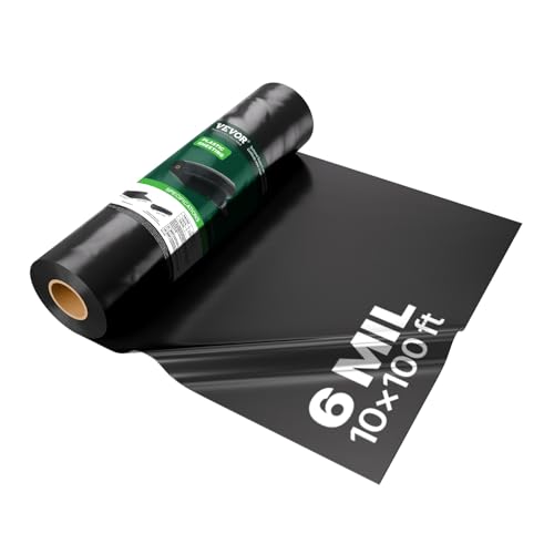 VEVOR Bâche en plastique très résistante, 0,15 mm épaisseur, rouleau de bâche en polyéthylène épais, 3,05 x 30,48 m, bâche protection peinture, pour pare-vapeur...