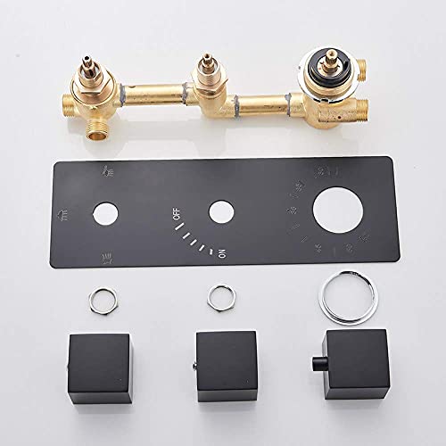 Ensemble de robinets de douche thermostatiques noirs avec cascade baignoire - 5