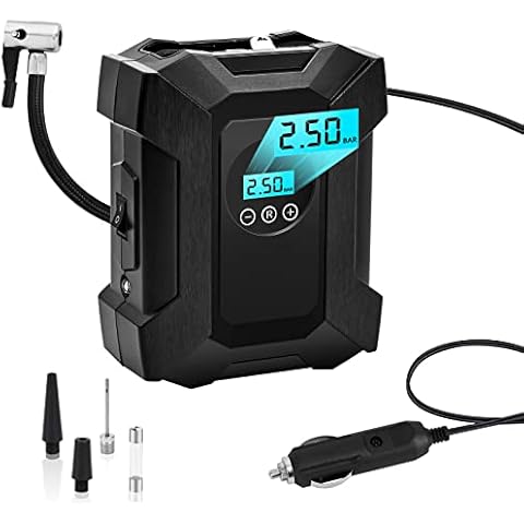 Tire Inflator Portable Air Compressor, 12V DC Air Pump with Digital Pressure Gauge, 150 Max PSI and LED Light, Electric Tire Inflator for Car Bicycle Motorcycle Yoga Ball and Other Inflatables Cover